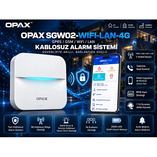OPAX SGW02-WIFI-LAN-4G GSM GPRS WiFi LAN Kablosuz Alarm Sistemi