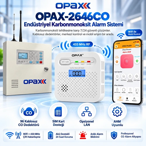 OPAX-2646CO Endüstriyel Karbonmonoksit CO Alarm Sistemi